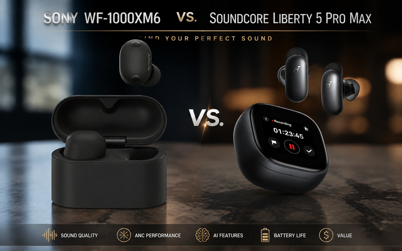 Sony WF-1000XM6 vs. Soundcore Liberty 5 Pro Max: Flagship Earbud Comparison